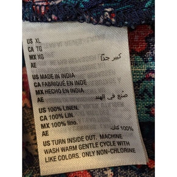 Charter Club Luxury Linen Tunic Top Womens XL Ditsy Floral Rhinestone Pintuck - Picture 6 of 7